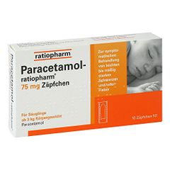 RATIOPHARM Paracetamol 75mg - Viên đạn đút hậu môn Hạ Sốt, Giảm Đau, Chống Viêm cho trẻ từ Sơ Sinh đến 1 tuổi, hộp 10 viên