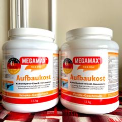 MEGAMAX Aufbaukost Vanilla - Sữa bổ sung sức khỏe, vị Vani, hộp 1500g