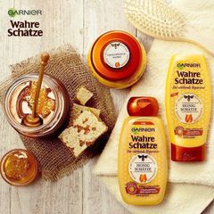 GARNIER Wahre Schatze Honig Maske - Mặt nạ Ủ tóc từ Mật ong & Sáp ong nuôi dưỡng tóc rối 300ml