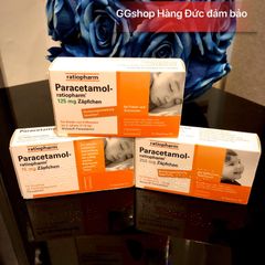 RATIOPHARM Paracetamol 75mg - Viên đạn đút hậu môn Hạ Sốt, Giảm Đau, Chống Viêm cho trẻ từ Sơ Sinh đến 1 tuổi, hộp 10 viên