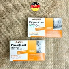 RATIOPHARM Paracetamol 250mg - Viên đạn Hạ Sốt, Giảm Đau, Chống Viêm cho trẻ từ 2 đến 8 tuổi, hộp 10 viên