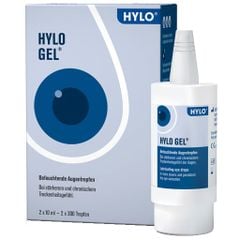 HYLO GEL 2 ống x 10ml - Thuốc nhỏ mắt dưỡng ẩm cho chứng khô mắt mãn tính, khô mắt nặng & hỗ trợ sau phẫu thuật Laser
