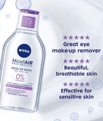 NIVEA O2 - Tẩy trang Oxy cho da nhạy cảm và mascara không thấm nước, lọ 400ml