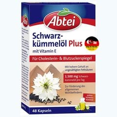 ABTEI Schwarzkuemmeloel - Viên nang giúp cân bằng cholesterol và lượng đường trong máu, giảm mỡ máu, dành cho người huyết áp cao, chống nguy cơ nhồi máu cơ tim và đột quỵ, hộp 48v