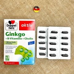 Doppelherz Ginkgo + Vitamine B + Cholin - Viên uống bổ não, hộp 40 viên