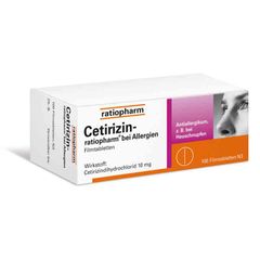 CETIRIZIN - Thuốc điều trị dị ứng cấp cho trẻ 2 tuổi trở lên và người lớn, hộp 100 viên - ratiopharm bei Allergien 10 mg