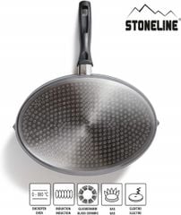 Chảo rán cá Oval nhôm đúc, chống dính hạt đá, nắp kính - STONELINE Fischpfanne XXL 35x24x5cm