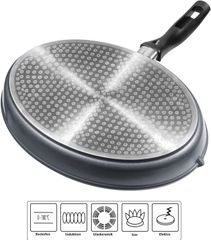 Chảo rán cá Oval nhôm đúc, chống dính hạt đá, nắp kính - STONELINE Fischpfanne XXL 35x24x5cm