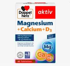DOPPELHERZ Magnesium+Calcium+D3 - Viên nén Magie hỗ trợ cơ bắp và xương khớp, hộp 40 viên