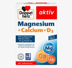 DOPPELHERZ Magnesium+Calcium+D3 - Viên nén Magie hỗ trợ cơ bắp và xương khớp, hộp 40 viên