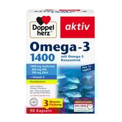 Doppelherz Omega-3 1400 mg - Omega hàm lượng cao axit béo EPA & DHA cùng với vitamin E - 90 viên