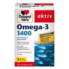 Doppelherz Omega-3 1400 mg - Omega hàm lượng cao axit béo EPA & DHA cùng với vitamin E - 90 viên