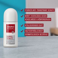 Lăn khử mùi bảo vệ kép 2in1 chống mồ hôi, 50ml - HIDRO FUGAL Doppel Schutz Anti-Transpirant Roll-on