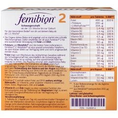 FEMIBION 2 - Thuốc bổ mẹ bầu từ tuần thứ 13 đến khi sinh bé -  Schwangerschaft - Hộp 8 tuần 2x56 viên