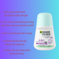 GARNIER - Lăn khử mùi cơ thể bảo vệ 6in1 48h, lọ 50ml Protection 5