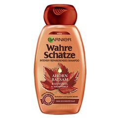 GARNIER Wahre Schatze Ahorn Balsam Shampoo - Dầu gội từ dầu Thầu Dầu & Siro Phong phục hồi tóc hư tổn nặng 250ml