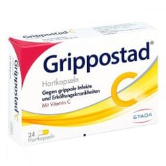 GRIPPOSTAD C Hartkapseln - Viên nén điều trị cảm lạnh, giảm đau, hạ sốt và tăng sức đề kháng với Vitamin C, hộp 24 viên