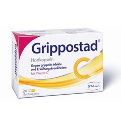 GRIPPOSTAD C Hartkapseln - Viên nén điều trị cảm lạnh, giảm đau, hạ sốt và tăng sức đề kháng với Vitamin C, hộp 24 viên