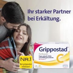 GRIPPOSTAD C Hartkapseln - Viên nén điều trị cảm lạnh, giảm đau, hạ sốt và tăng sức đề kháng với Vitamin C, hộp 24 viên