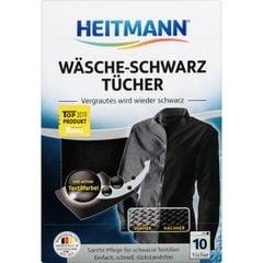 HEITMANN - Giấy nhuộm Đen quần áo, cho quần áo màu đen bị bạc màu trở nên như mới, hộp 10 tờ