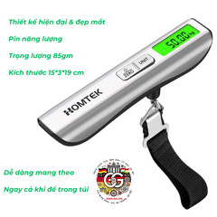 Cân hành lý kỹ thuật số HOMTEK, tải trọng 50kg