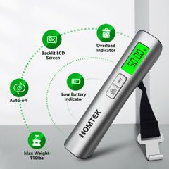 Cân hành lý kỹ thuật số HOMTEK, tải trọng 50kg