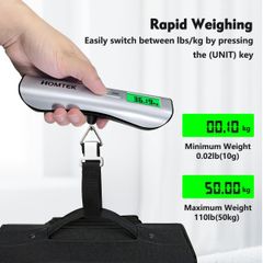 Cân hành lý kỹ thuật số HOMTEK, tải trọng 50kg