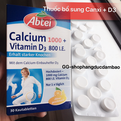 ABTEI Calcium 1000 + D3 800 I.E - Hỗ trợ Xương và Răng chắc khỏe, hộp 30 viên