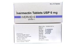 Ivermectin Ivervid USP 6mg - Viên uống điều trị nhiễm ký sinh trùng ở đường ruột, da và mắt, hộp 10x10 viên