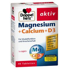 DOPPELHERZ Magnesium+Calcium+D3 - Viên nén Magie hỗ trợ cơ bắp và xương khớp, hộp 40 viên