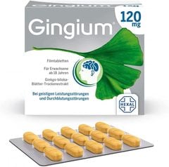 Gingium 120mg - Viên nén uống bổ não, tăng cường trí nhớ, điều trị tiền đình, hộp 120 viên