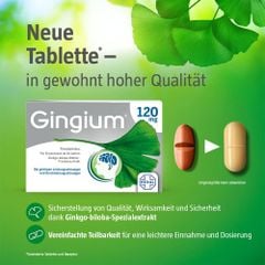 Gingium 120mg - Viên nén uống bổ não, tăng cường trí nhớ, điều trị tiền đình, hộp 120 viên