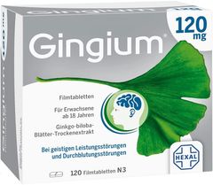 Gingium 120mg - Viên nén uống bổ não, tăng cường trí nhớ, điều trị tiền đình, hộp 120 viên
