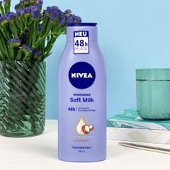 NIVEA Body Soft Milk 48h - Sữa dưỡng thể dành cho da khô với bơ hạt mỡ, giúp da mềm mại và đẹp tự nhiên, 400ml