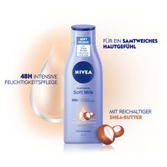 NIVEA Body Soft Milk 48h - Sữa dưỡng thể dành cho da khô với bơ hạt mỡ, giúp da mềm mại và đẹp tự nhiên, 400ml