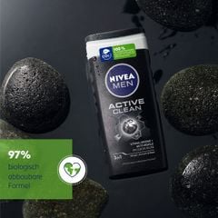 NIVEA MEN 3in1 - Pflegedusche Active Clean - Sữa tắm gội Than hoạt tính