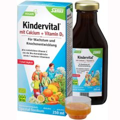 SALUS Kindervital - Siro bổ sung D3 + Canxi tăng chiều cao, chống còi xương, suy dinh dưỡng từ trái cây, lọ 250ml