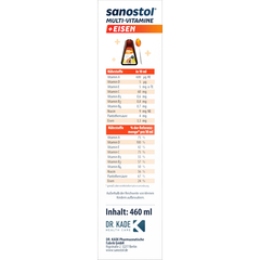 SANOSTOL 6 Siro Multi + Eisen - Vitamin tổng hợp bổ sung thêm Sắt cho trẻ từ 6 tuổi và người trưởng thành 460ml A-Z