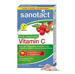 SANOTACT Vitamin C - Viên ngậm Vitamin C tự nhiên cho trẻ em từ quả Acerola Cherry, hộp 30 viên