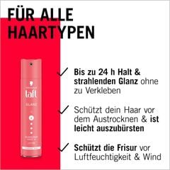Taft Xịt giữ nếp tóc mềm mại óng ả Schwarzkopf GLANZ Halt 4 – 250ml