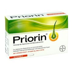 PRIORIN - Viên nang chữa rụng tóc, kích thích mọc tóc, điều trị hói đầu, Hộp 120 viên