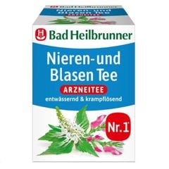 BAD HEILBRUNNER - Trà thảo dược cho bàng quang và thận, hỗ trợ hệ tiết niệu, hộp (8 gói x 1,8g).