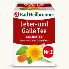 Hỗ trợ gan và túi mật, trị đầy bụng khó tiêu, Bad Heilbrunner, Trà dược liệu hộp (8 gói x 1,75g).