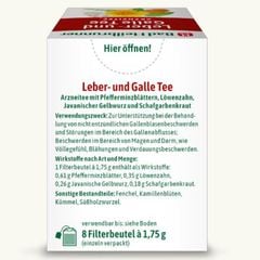 Hỗ trợ gan và túi mật, trị đầy bụng khó tiêu, Bad Heilbrunner, Trà dược liệu hộp (8 gói x 1,75g).