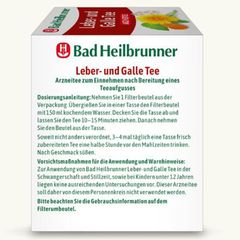 Hỗ trợ gan và túi mật, trị đầy bụng khó tiêu, Bad Heilbrunner, Trà dược liệu hộp (8 gói x 1,75g).