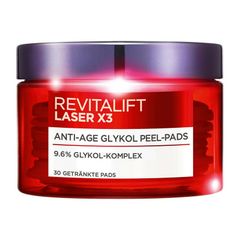 L'Oreal Paris - Miếng đệm nâng cơ, tẩy da chết, se khít lỗ chân lông - Revitalift Laser X3 Anti-Age Glykol Pads, 30 miếng