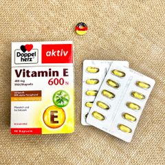 Vitamin E 600N Doppel Herz- Viên nang Bổ sung nguồn Vitamin E hoàn toàn tự nhiên cho cơ thể, hộp 40v