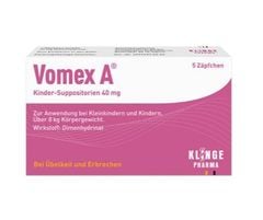 VOMEX A Kinder 40mg - Thuốc chống say xe, buồn nôn cho trẻ em, vỉ 5 viên đạn (đút hậu môn)