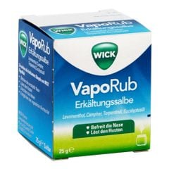 WICK VapoRub - Dầu bôi giữ ấm, trị cảm lạnh, giảm ho, hộp 25g.