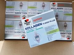 Doppel herz KOLLAGEN 11.000 PLUS - VI CHẤT BẢO VỆ, NUÔI DƯỠNG SỤN, XƯƠNG VÀ KHỚP, hộp 30 ống thủy phân dạng nước hấp thụ tối ưu vào cơ thể